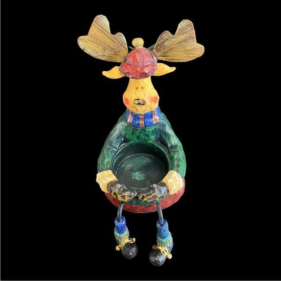 VINTAGE | Christmas Moose Mantle Tea Light Holder - Picture 2 of 3
